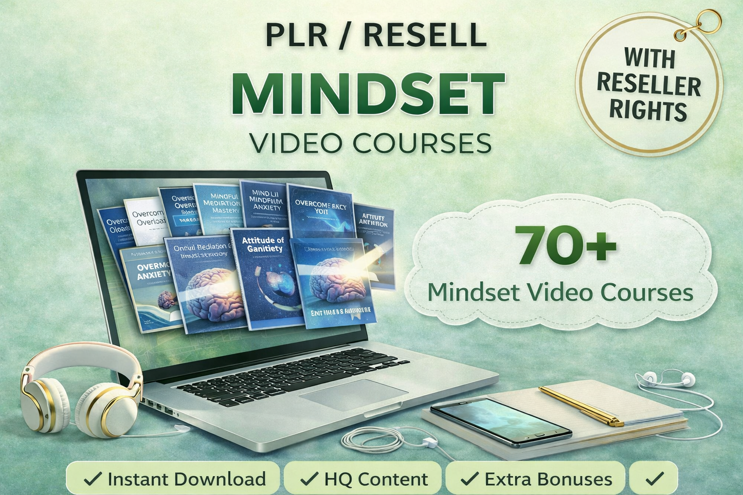 70+ Mindset Video Courses with Resell Rights