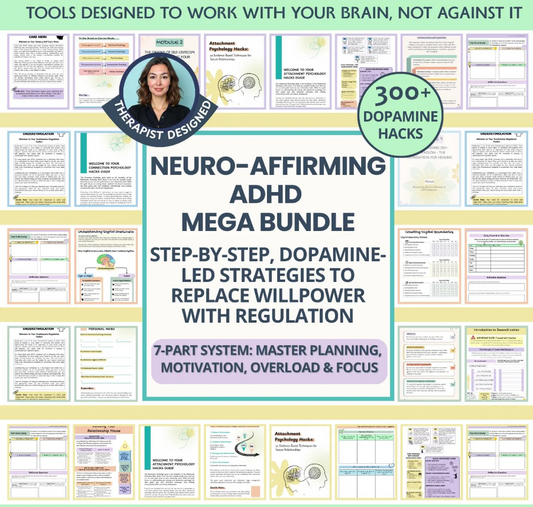 ADHD Workbook Bundle: Executive Function Toolkit for Adults & Teens, Neuro-Affirming Tools (Fillable PDF)