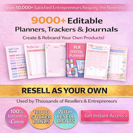 Ultimate PLR Mega Bundle – 9,000+ Planner, Journal & Tracker Templates + 8,000 Digital Stickers | Resell Rights Included